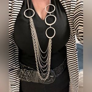 Silvery chain necklace with stones.  Heavy necklace.